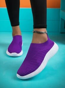 Minimalist Slip On Running Shoes - Purple - View 2