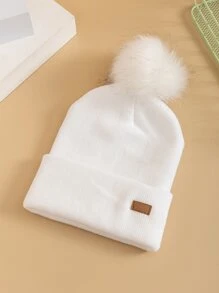 1pc Women's Baseball Cap With Leather Patch, Simple, Fashionable, Personalized Signature Headwear - White - View 1