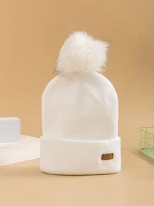 1pc Women's Baseball Cap With Leather Patch, Simple, Fashionable, Personalized Signature Headwear - White - View 3