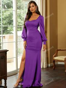 Missord Sweetheart Neck Lantern Sleeve Split Thigh Formal Dress