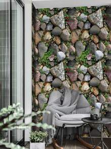 1 件石头图案墙纸自粘墙贴适用于客厅卧室装饰，翻新贴纸可撕墙板，墙纸，壁纸，春季装饰品让您的家焕然一新，拉玛装饰贴纸礼物生日毕业 - 彩色 - 查看 5