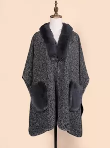 1pc Unisex Soft Plaid Scarf With Pocket, Windproof & Warm, Ideal For Daily Wear, Parties, Halloween, Etc. - Grey - View 1