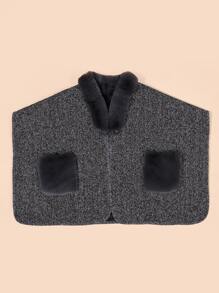 1pc Unisex Soft Plaid Scarf With Pocket, Windproof & Warm, Ideal For Daily Wear, Parties, Halloween, Etc. - Grey - View 2