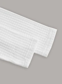 SHEIN EZwear Solid Spring Scoop Neck Rib-Knit Crop Tee - White - View 5