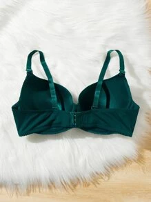 Plus Solid Underwire Bra - Dark Green - View 2