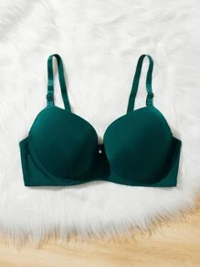 Plus Solid Underwire Bra - Dark Green - View 3
