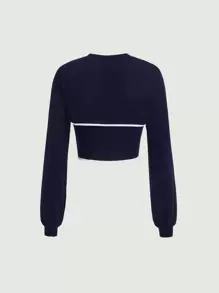 SHEIN MOD 2 In 1 Crop Sweatshirt - Navy Blue - View 2