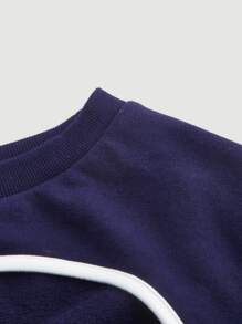 SHEIN MOD 2 In 1 Crop Sweatshirt - Navy Blue - View 4