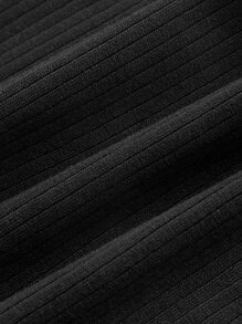 SHEIN Hanky Hem Tank Top & Flare Leg Trousers Set - Black - View 4