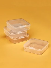 2 件透明珠寶收納盒,6.5x.65 公分方形戶外塑膠珠寶盒,情人節禮物 - 無色 - 查看 1