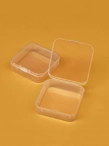 2 件透明珠寶收納盒,6.5x.65 公分方形戶外塑膠珠寶盒,情人節禮物 - 無色 - 查看 2