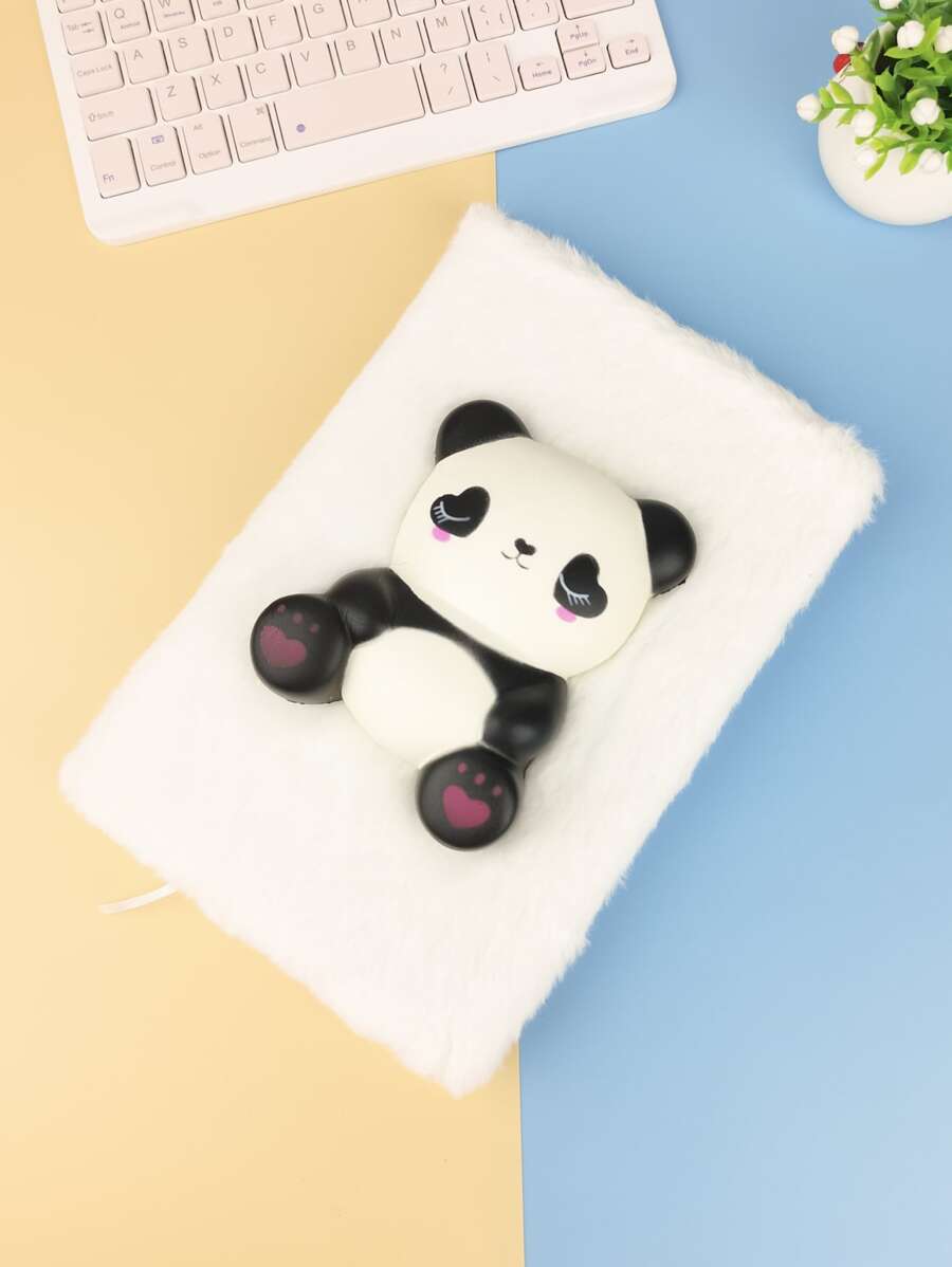 1入組熊貓裝飾毛茸茸筆記本 - 彩色 - 查看 1