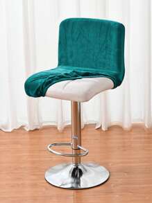 1 件纯银狐毛绒弹力椅套，简约设计，高弹力吧凳防尘罩，适用于酒店吧台 - 綠色 - 查看 2