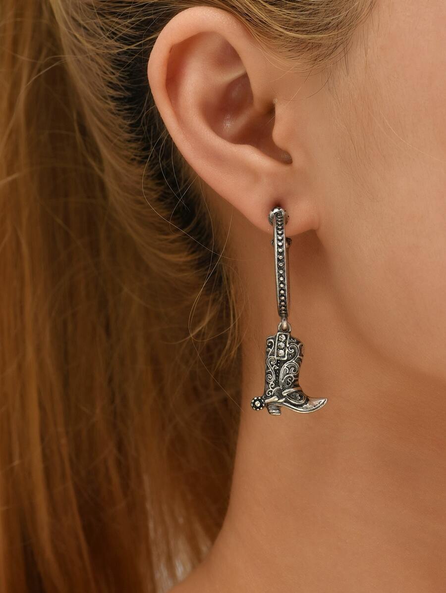 西部牛仔靴耳墜