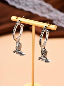 西部牛仔靴耳墜