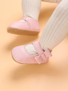 Baby Litchi Embossed Bow Decor Mary Jane Flats - Pink - View 3