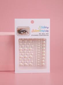 Party Joy 1張珍珠眼睛紋身貼紙 - 白色 - 查看 1