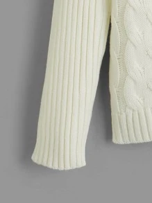 Boys Turtleneck Cable Knit Jumper - Beige - View 4