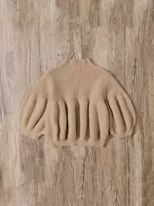 SHEIN 嬰兒女童高領蘭花袖毛衣