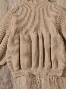 SHEIN 嬰兒女童高領蘭花袖毛衣