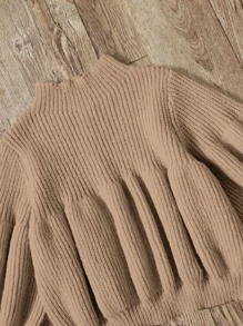 SHEIN 嬰兒女童高領蘭花袖毛衣