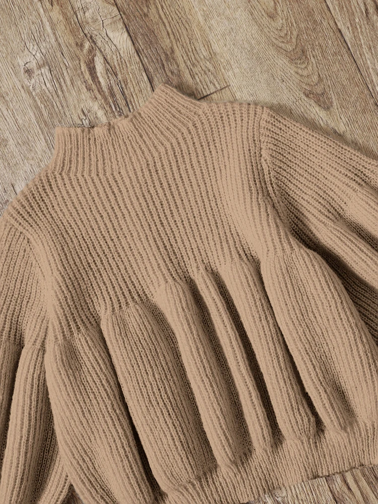 Baby Girl Mock Neck Lantern Sleeve Sweater