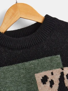 Niños Jersey de color combinado de hombros caídos