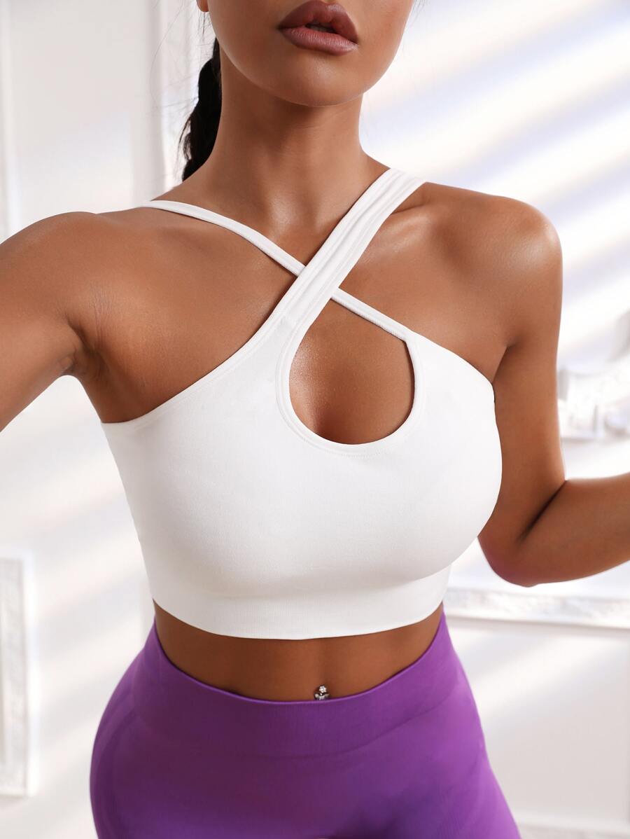 Yoga Sxy Light Support Crisscross Sports Bra - White - View 1
