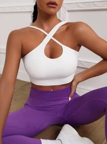 Yoga Sxy Light Support Crisscross Sports Bra - White - View 4