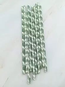 25 piezas Pajitas desechables con diseño de hojas, Navidad - Multicolor - Ver 5