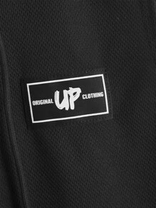 Muchica Áo hai dây Dây kéo Đắp vá Lá thư Giải trí - màu đen - Xem 3