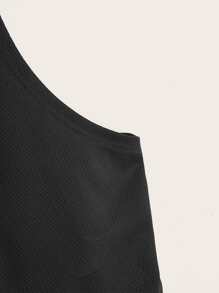 Muchica Áo hai dây Dây kéo Đắp vá Lá thư Giải trí - màu đen - Xem 4