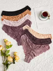 Quần lót ren hoa viền sò Plus 7 chiếc - Nhiều màu - Xem 1