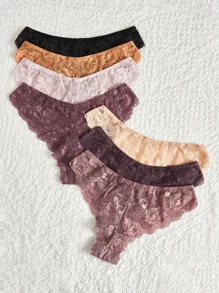 Quần lót ren hoa viền sò Plus 7 chiếc - Nhiều màu - Xem 2