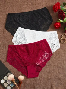 Plus 3 gói quần lót ren tương phản - Nhiều màu - Xem 1