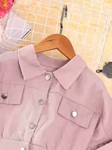 Zwischen Jacke und Cargohose für Mädchen mit Klappendetail und Bischofsärmeln
