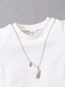 小女童1入組素色羊腿袖T恤 - 白色 - 查看 3