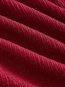 SHEIN MOD 素色前抽繩吊帶連衣裙 - 酒紅色 - 查看 5