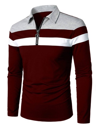 Homme Polo à blocs de couleurs zippé