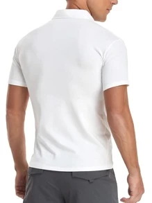 Áo thun nam cổ đứng khóa kéo trơn - trắng - Xem 2