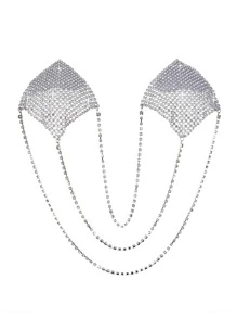 1pair Rhinestone Detail Nipple Cover For Rave