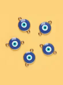 5pcs Evil Eye Detail Round DIY Pendant - Multicolor - View 1