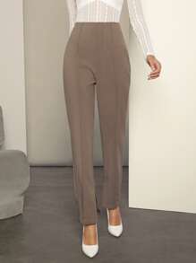 BizChic Cao eo Viền chia cắt Quần Trang phục làm việc - Màu nâu  Mocha - Xem 3