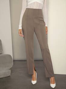 BizChic Cao eo Viền chia cắt Quần Trang phục làm việc - Màu nâu  Mocha - Xem 5