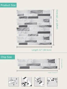 10入組磚塊圖案廚房貼紙