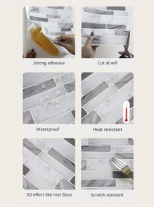 10入組磚塊圖案廚房貼紙