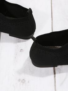 Square Toe Lace-up Front Oxford Flats - Black - View 3