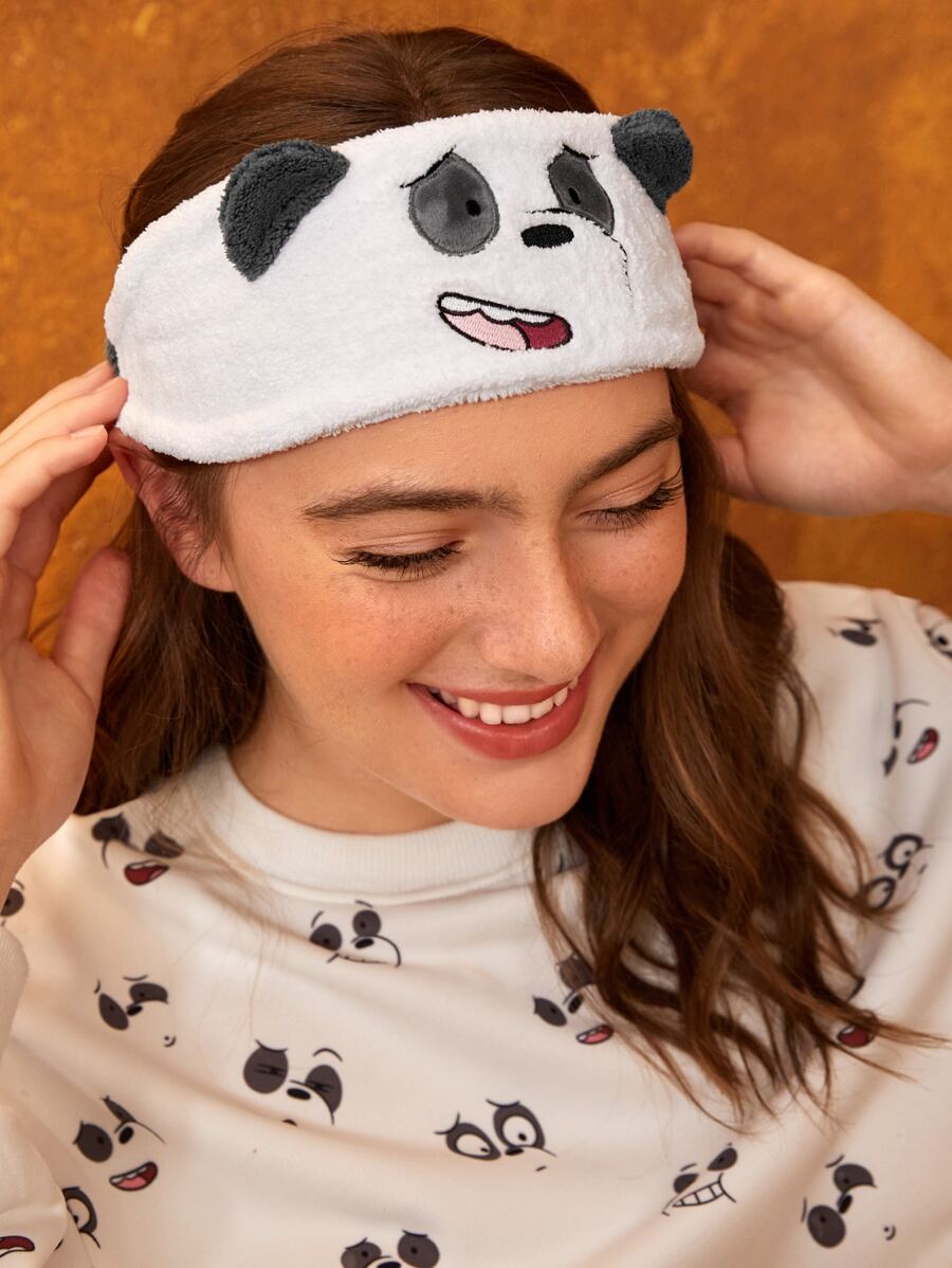 We Bare Bears X SHEIN Cartoon Design Bath Headband - White - View 1