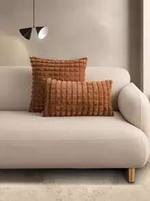 1入組素色靠墊套不附帶墊芯 - 咖啡棕 - 查看 1