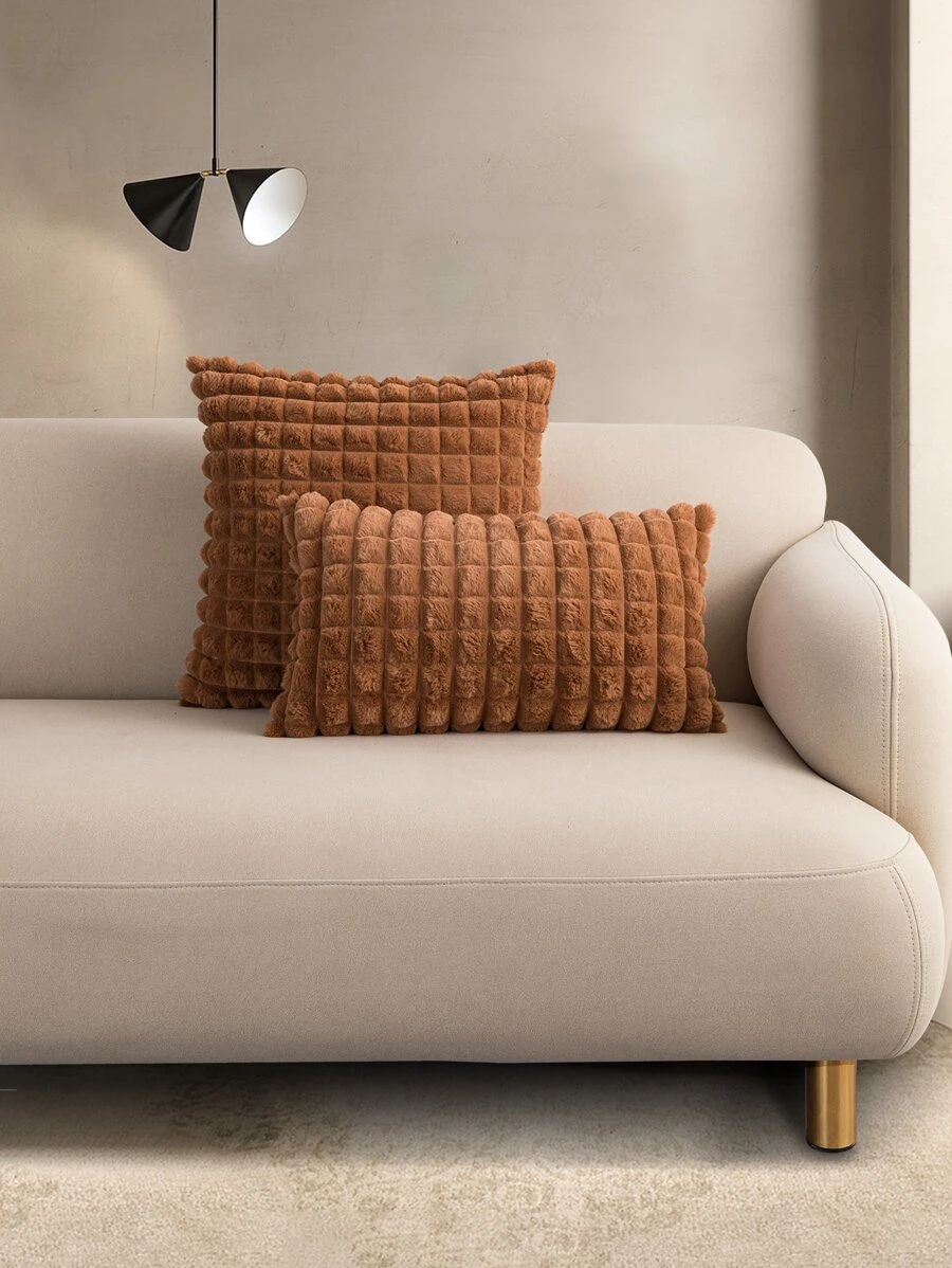 1入組素色靠墊套不附帶墊芯 - 咖啡棕 - 查看 1